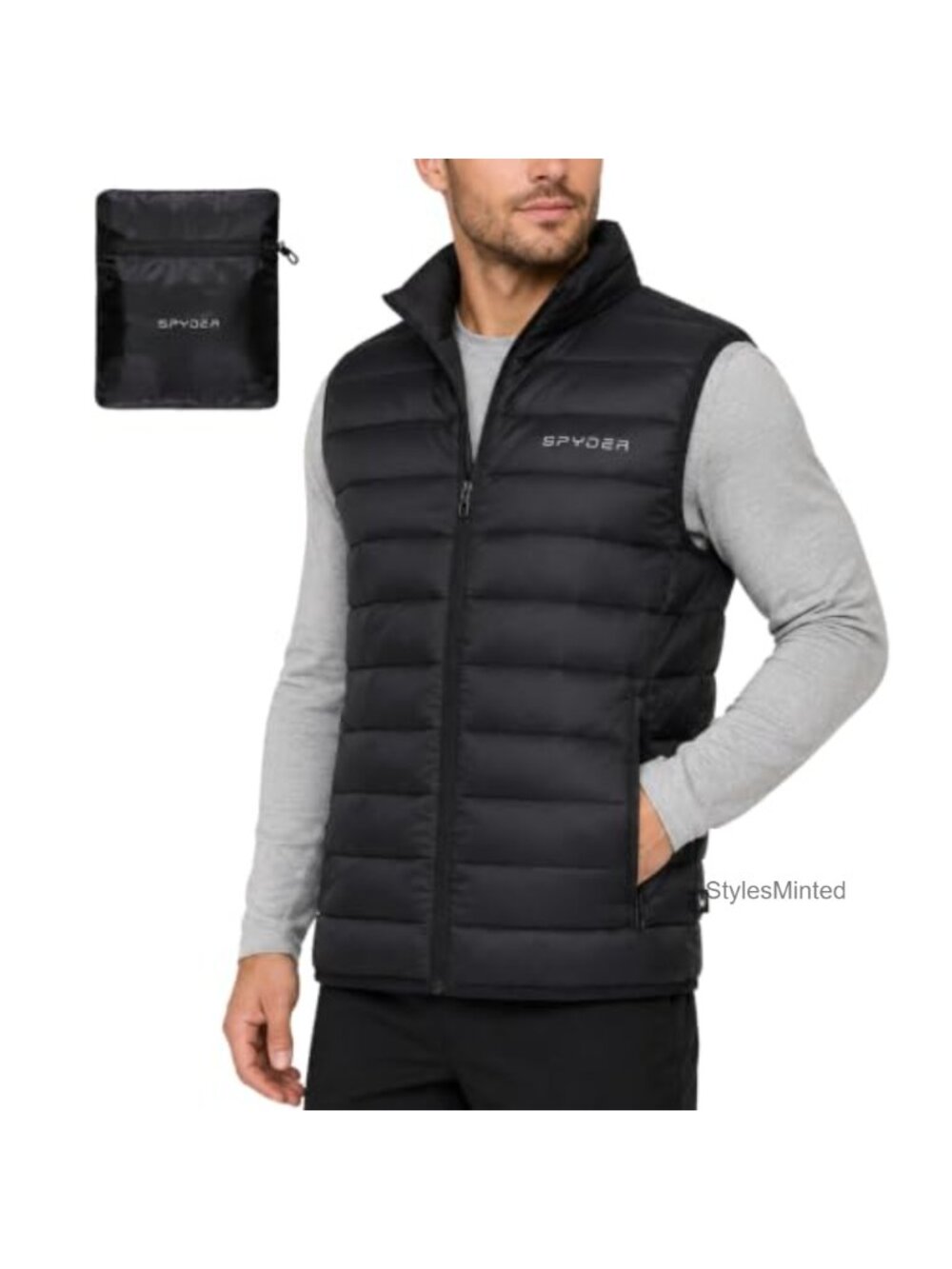 Packable Lightweight Nylon Puffer Vest Zip Pockets Zip Pockets
